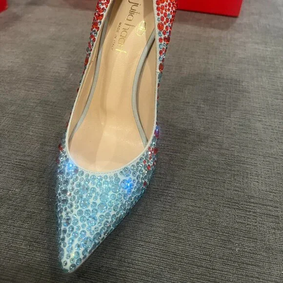*RARE* Julia Haart Blue and Red Crystal Pave Pumps (never worn, new in box) - Picture 4 of 7
